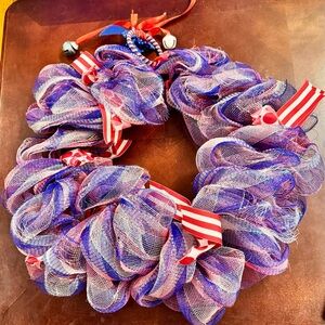 4th of July/Memorial Day/Patriotic Festive Mesh Wreath